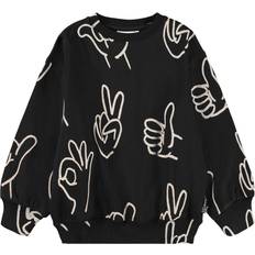 Molo Babyer Sweatshirts Molo Organic Monti Sweatshirt Drawn Hands 152 cm - Sort