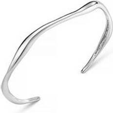 Fine Wave Bangle - Silver