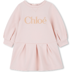 Dragkedja Klänningar Chloé Pink Appliqué Logo Cotton Jersey Dress - Pink