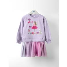 Purple Dresses Children's Clothing JoJo Maman Bébé Purple Appliqué Tulle Sweat Dress