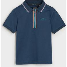Dragkedja Pikétröjor Barnkläder Paul Smith Junior Boys Short Sleeve Artist Quarter Zip Polo Shirt - Navy
