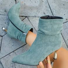 Blue Ankle Boots Temu Elegant Women's Stiletto Heel Ankle Boots - Soft Cover