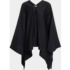 Black Capes & Ponchos The Row Cedar Oversized Cotton Silk-blend Poncho - Black