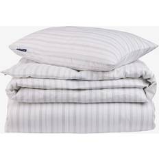 Lexington Sengetøj Lexington Striped Lyocell Cotton Pin Point Sengetøjssæt 220x220 cm Dynebetræk Hvid