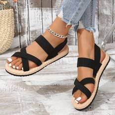 Women Sandals Temu Women's Solid Color Slip On Ankle Shoes