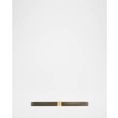 Toteme Kläder Toteme Taupe Slide Clasp Lizard-Embossed Belt - Dark OLIVE