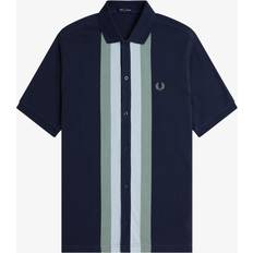 Fred Perry Breathable Polo Shirts Fred Perry Panelled Button Through Polo Shirt - Dark Airforce