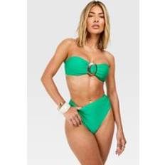 Bikini Sets boohoo Gold Trim Detail Bandeau Bikini Top High Waist Set - Green