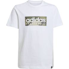Camouflage Børnetøj adidas Camo Linear Graphic Tryk Børne T-shirt - White