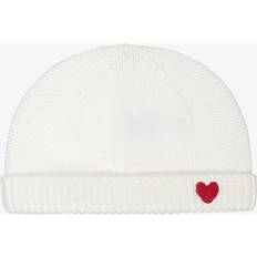 Cotton Beanies Petit Bateau Ivory Knitted Cotton Baby Hat Embroidered Heart