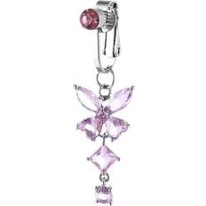 Megabilligt Fake Navel Piercing Clip-On Napasormus - Kristallivaaleanpunainen