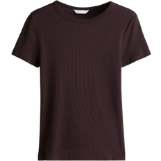 H&M Ribbad T-shirt - Mörkbrun