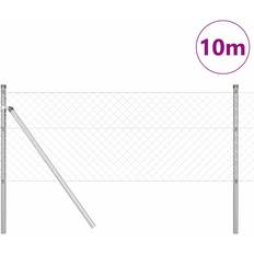 Sølv Kædeledshegn vidaXL Hegnstolpe Sæt Sølv 0.6 x 10 m Galvaniseret Stål