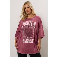 Pink - Women T-shirts Yours Curve Pink Acid Wash Acid Wash T-Shirt - Pink