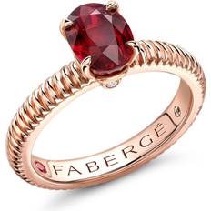 Faberge 18kt Rose Gold Fluted Ring - White Diamond/Ruby/Ruby Rose Gold