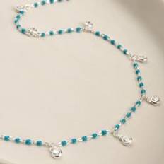 Zirconia Anklets John Greed Signature Silver CZ Drop Turquoise Bead Anklet - Blue/Silver