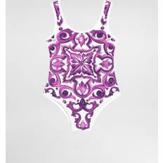 Baby Girls Majolica Print One-piece Swimsuit White Purple