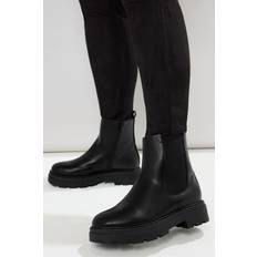 Faux Leather Chelsea Boots - Black