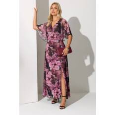 Breathable - Women Dresses Yours Floral Mesh Wrap Maxi Dress - Dark Pink