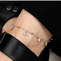 Zirconia Anklets John Greed Signature Silver Mixed Motif CZ Anklet For Women - Silver