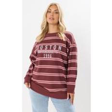 Stripes Clothing Yours Boston Slogan Stripe Sweatshirt - Red