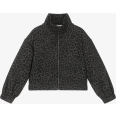 Girls Animal Print Denim Jacket - Brown/Black