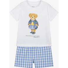 Ralph Lauren Vita Barnkläder Ralph Lauren Girls Cotton Polo Bear Short Pyjamas - Blue/White