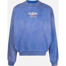 Off-White Sweatshirts Jumpers Off-White Wave Off Boxy Fit Crewneck Blue Sweatshirt