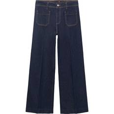Mango Wide Leg Jeans With Pockets Dam - Open Blue