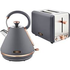 Tower Pyramid Kettle And 2 Slice Toaster Set Grey