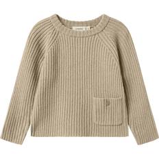 Lomme Striktrøjer Name It Langærmet Strikket Top Atelier Nmmnalio Wool LS Knit - Mørkebeige