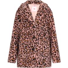 Dame - Leopard Frakker Mymo Mantel Damen - Pink Gemustert