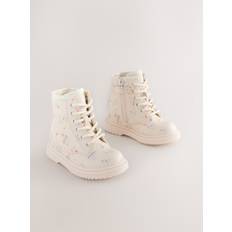 Tekstil Snørestøvler NEXT Cream Floral Standard Fit Lace-Up Ankle Boots - Creme