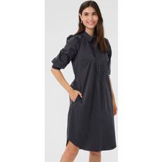 CULTURE Midikjoler CULTURE Cutoyam Antoinett Rib Dress Kvinde - Sort