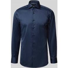 Blå - Fitness Skjorter Eterna Slim Fit Shirt - Navy Striped