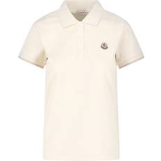 Beige - Women Polo Shirts Moncler Felt Logo Polo Shirt White - Beige
