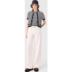 White Cardigans Maje Cardigan Court En Crochet - Blanc/Marine
