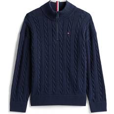 Tommy Hilfiger Tröjor Tommy Hilfiger Half-Zip Cable Knit Jumper - Dark Blue