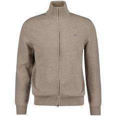Gant Herr Koftor Gant Casual Cotton Zip Strickjacket - Beige