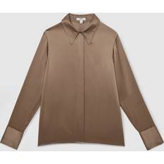 Brown - Women Shirts Reiss Ameira Pure Silk Shirt