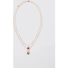 Guld - Herr Halsband boohooMAN Mens Gold Multi Layered Gem Necklace