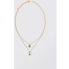 Guld - Herr Halsband boohooMAN Multi Preppy Charm Layered Necklace - Gold