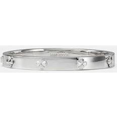 Flower Hinged Bangle Bracelet - Silver
