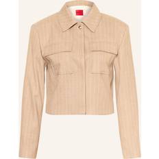 Cropped Blazere HUGO Relaxed-Fit Blazer Pinstripe Flannel - Beige