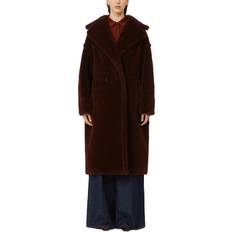 Max Mara Teddy Bear Alpaca Wool Silk Coat - Burgundy