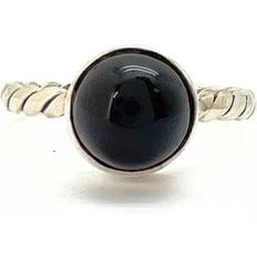Bali Onyx Rund Sten Tvinnad Silverring -