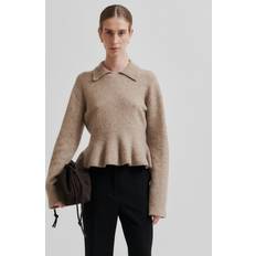 Second Female Överdelar Second Female Selana Knit Collar Tröjor - Camel Melange