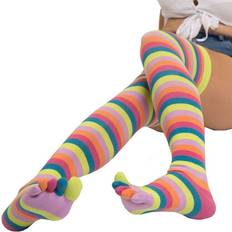 Stribede Tåstrømper Over Knee - Flamingo
