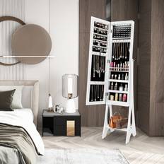 Costway Full Length Mirror Freestanding Jewellery Organiser LED