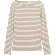 Bådudskæring Skjorter Tom Tailor Shirts - Mørkebeige/Hvid